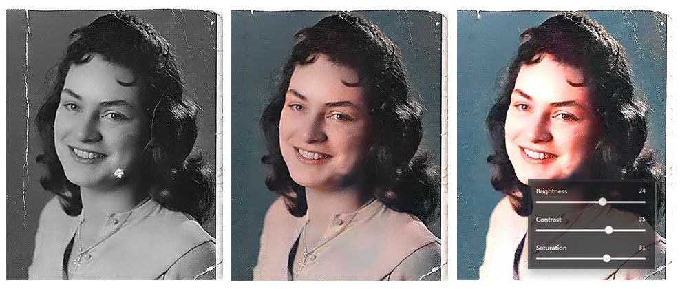 old picture restoration - brightness/contrast/saturation