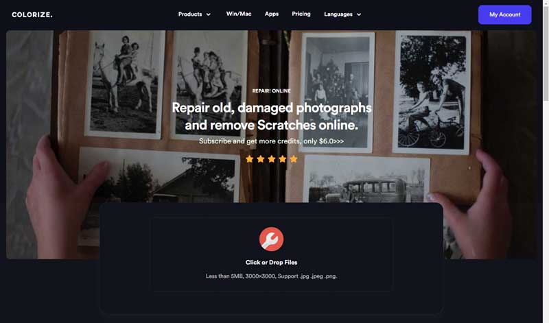 screenshot of old photo repair online